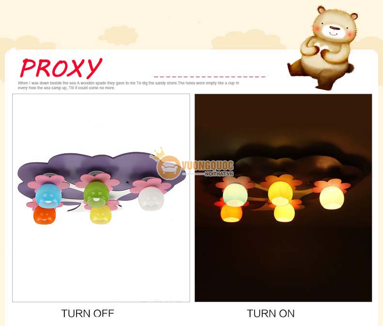 Đèn ốp trần trẻ em hình cây trí tuệ UHS106-7